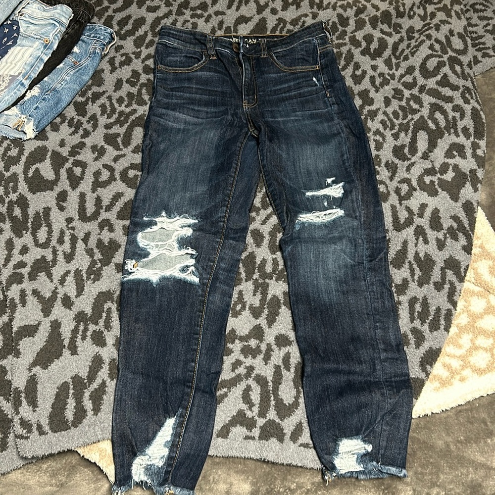 American Eagle Dark Blue Jeans Hi-Rise Jegging Crop